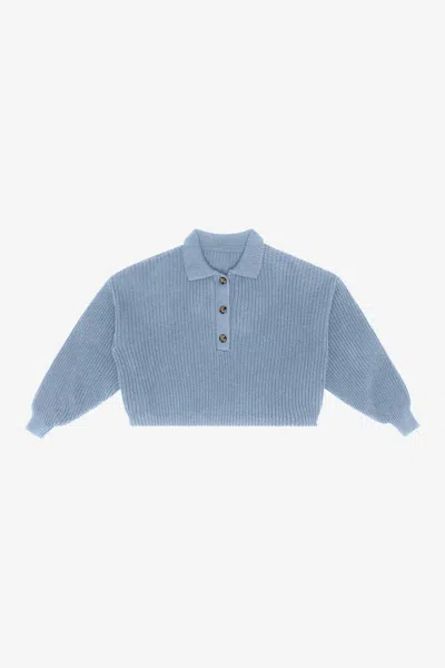 Los Angeles Apparel Fm30gd - Fisherman Cropped Polo Pullover In Blue