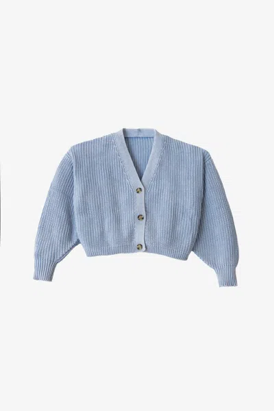 Los Angeles Apparel Fm35gd - Fisherman Cropped Cardigan In Blue