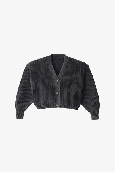 Los Angeles Apparel Fm35gd - Fisherman Cropped Cardigan In Black