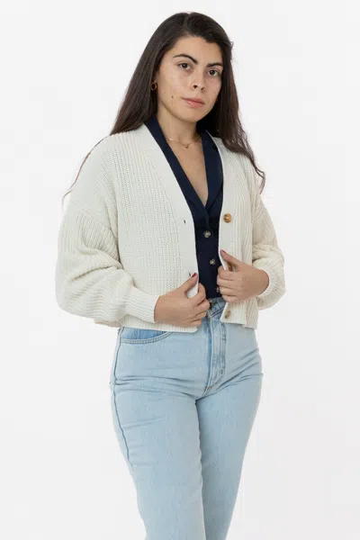 Los Angeles Apparel Fm35gd - Fisherman Cropped Cardigan In Neutral