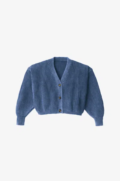 Los Angeles Apparel Fm35gd - Fisherman Cropped Cardigan In Blue