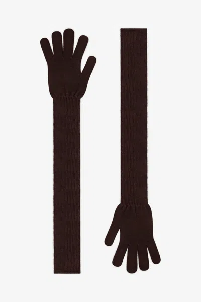 Los Angeles Apparel Glove02 - Long Unisex Acrylic Gloves In Brown