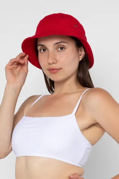 Los Angeles Apparel Hat02 - Unisex Cotton Twill Bucket Hat In Cherry