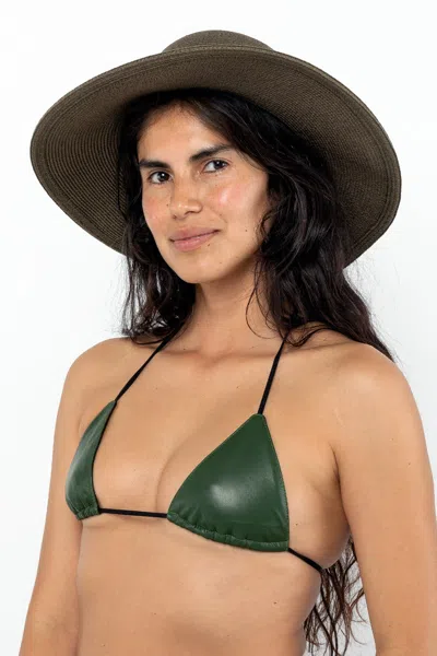 Los Angeles Apparel Hat20 - Medium Straw Hat In Spinach