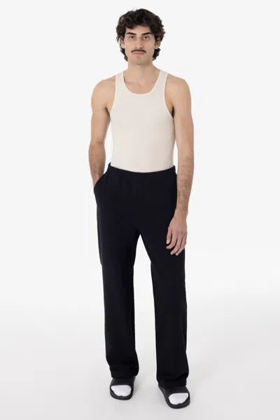 Los Angeles Apparel Hf05 - Heavy Fleece Wide Leg Sweatpants (piece Dye) In Black