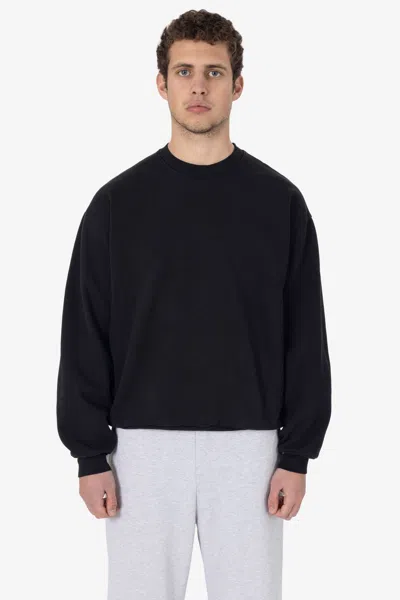 Los Angeles Apparel Hf07 - Heavy Fleece Crewneck Sweatshirt (garment Dye) In Black