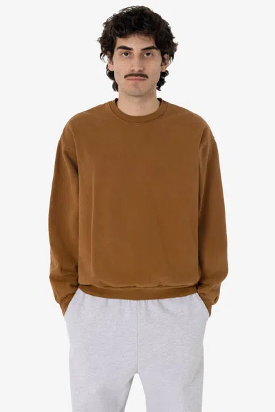 Los Angeles Apparel Hf07 - Heavy Fleece Crewneck Sweatshirt (garment Dye) In Brown