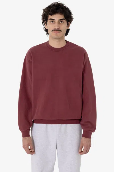 Los Angeles Apparel Hf07 - Heavy Fleece Crewneck Sweatshirt (garment Dye) In Burgundy