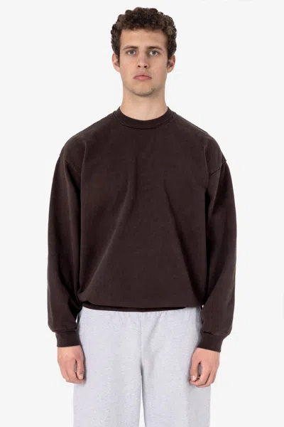 Los Angeles Apparel Hf07 - Heavy Fleece Crewneck Sweatshirt (garment Dye) In Brown