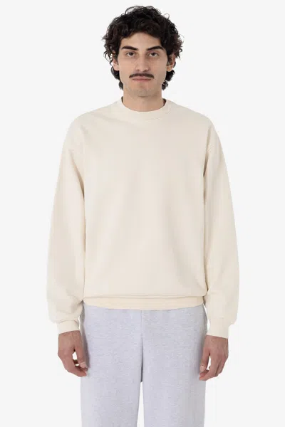 Los Angeles Apparel Hf07 - Heavy Fleece Crewneck Sweatshirt (garment Dye) In White