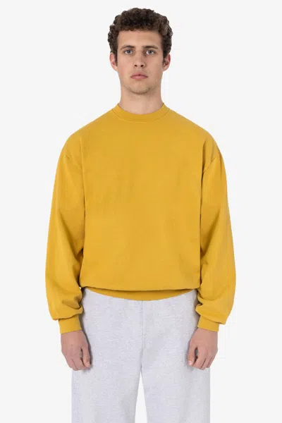 Los Angeles Apparel Hf07 - Heavy Fleece Crewneck Sweatshirt (garment Dye) In Yellow