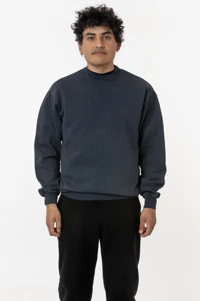 Los Angeles Apparel Hf07 - Heavy Fleece Crewneck Sweatshirt (garment Dye) In Blue