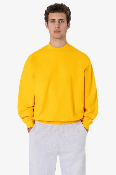 Los Angeles Apparel Hf07 - Heavy Fleece Crewneck Sweatshirt (garment Dye) In Gold