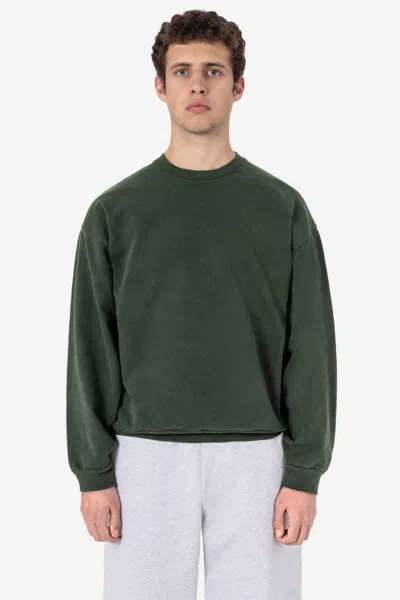 Los Angeles Apparel Hf07 - Heavy Fleece Crewneck Sweatshirt (garment Dye) In Green