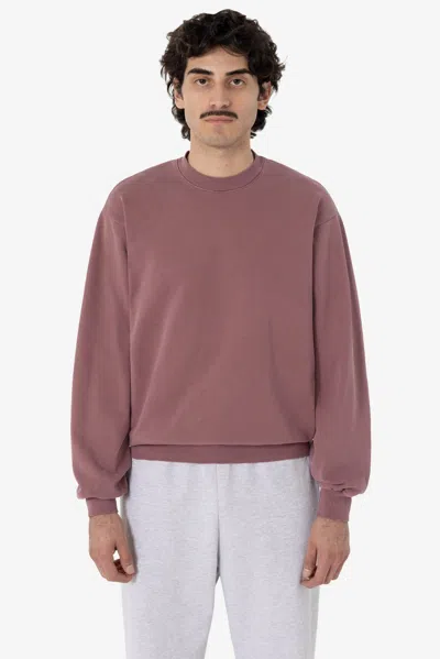 Los Angeles Apparel Hf07 - Heavy Fleece Crewneck Sweatshirt (garment Dye) In Burgundy