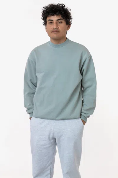 Los Angeles Apparel Hf07 - Heavy Fleece Crewneck Sweatshirt (garment Dye) In Green