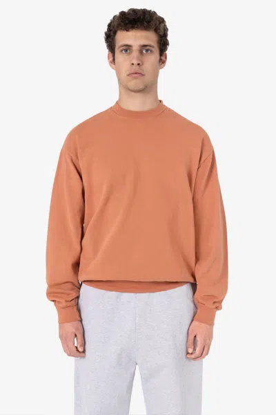 Los Angeles Apparel Hf07 - Heavy Fleece Crewneck Sweatshirt (garment Dye) In Orange