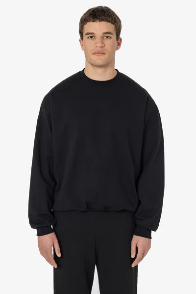 Los Angeles Apparel Hf07 - Heavy Fleece Crewneck Sweatshirt (piece Dye) In Black