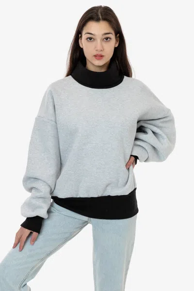 Los Angeles Apparel Hf-313 - Heavy Fleece Oversized Turtleneck Sweater With Contrast Rib In Gray