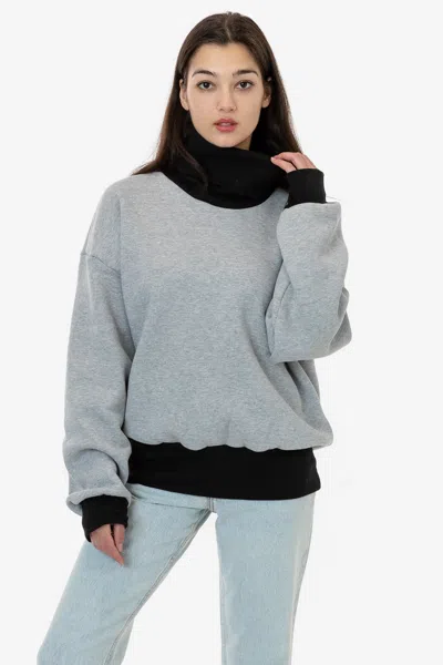 Los Angeles Apparel Hf-313 - Heavy Fleece Oversized Turtleneck Sweater With Contrast Rib In Gray