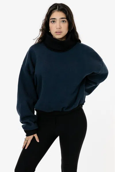 Los Angeles Apparel Hf-313 - Heavy Fleece Oversized Turtleneck Sweater With Contrast Rib In Multi