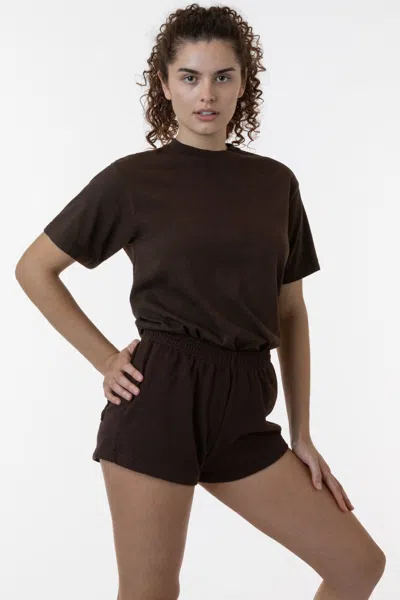 Los Angeles Apparel Hf314 - Heavy Fleece Short Sweat Shorts (garment Dye) In Brown