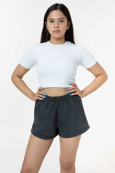 Los Angeles Apparel Hf314 - Heavy Fleece Short Sweat Shorts (garment Dye) In Black