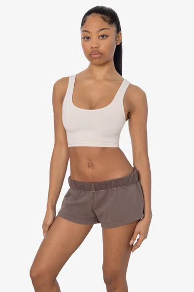 Los Angeles Apparel Hf314 - Heavy Fleece Short Sweat Shorts (garment Dye) In Brown