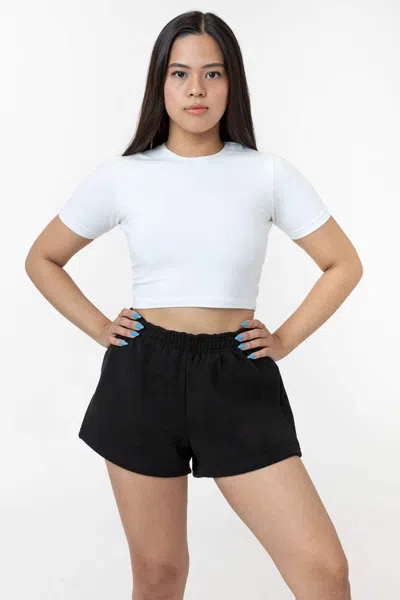 Los Angeles Apparel Hf-314 - Heavy Fleece Short Sweat Shorts (piece Dye) In Black