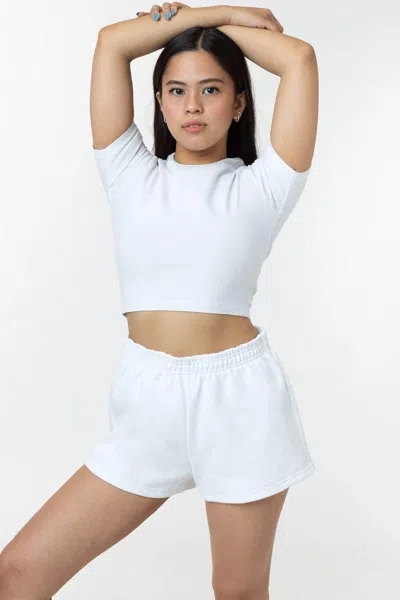 Los Angeles Apparel Hf-314 - Heavy Fleece Short Sweat Shorts (piece Dye) In White