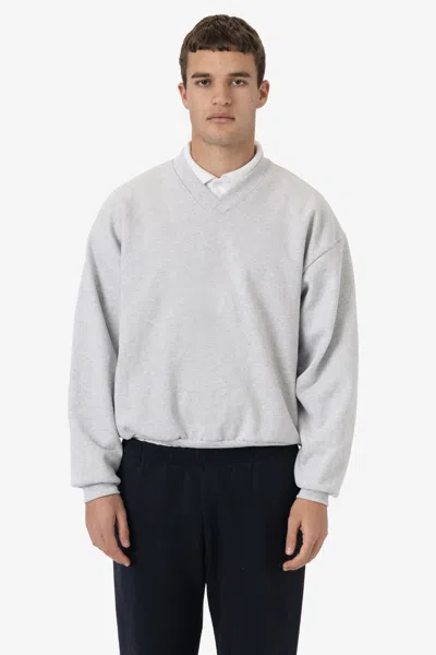 Los Angeles Apparel Hf-56wide - Heavy Fleece V-neck Wide Fit Sweatshirt In Silver