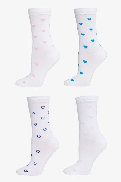 Los Angeles Apparel Hrtsock-4pk - Heart Sock 4 Pack In White