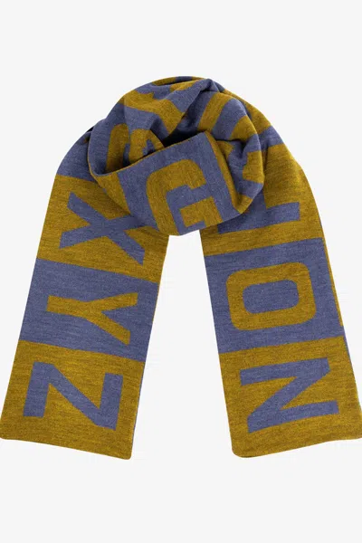 Los Angeles Apparel Jqscarf04 - Alphabet Scarf In English Denim/golden Olive