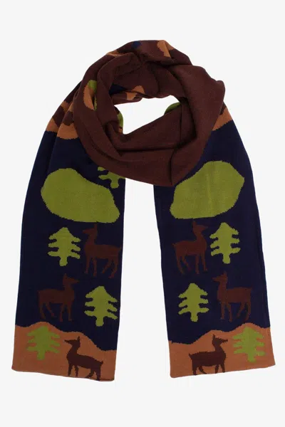 Los Angeles Apparel Jqscarf10 - Woodland Creature Scarf In Chocolate/hemp