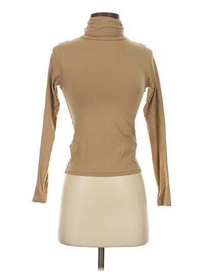 Pre-owned Los Angeles Apparel Long Sleeve Turtleneck In Tan