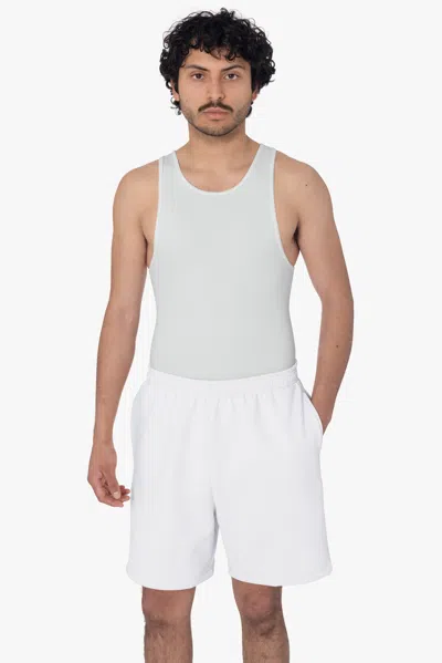 Los Angeles Apparel Mwf02 - 10oz. Mid-weight Poly Cotton Fleece Sweat Shorts In White
