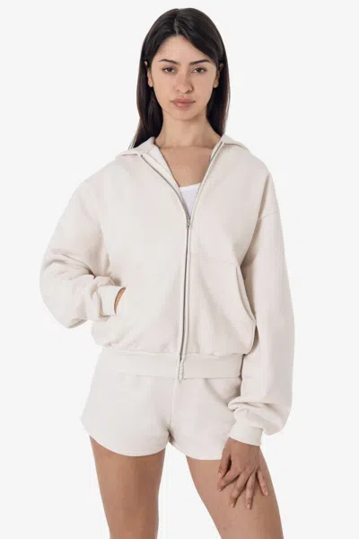 Los Angeles Apparel Mwf10 - 10 Oz. Mid-weight Poly Cotton Fleece Waist Length Zip-up Hoodie In Neutral
