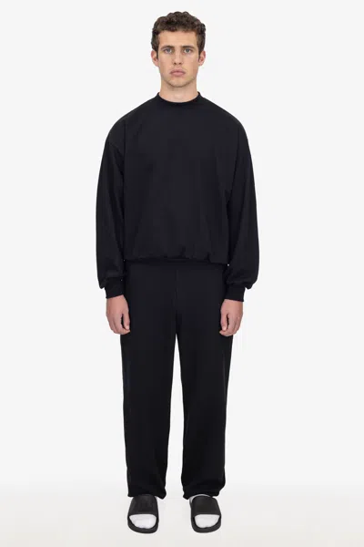 Los Angeles Apparel Mwf1044 - 10 Oz. Mid-weight Poly Cotton Fleece Wide Sweatpant In Black