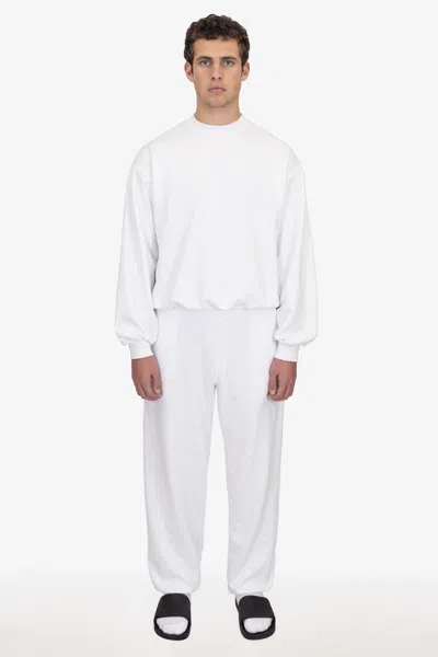 Los Angeles Apparel Mwf1044 - 10 Oz. Mid-weight Poly Cotton Fleece Wide Sweatpant In White
