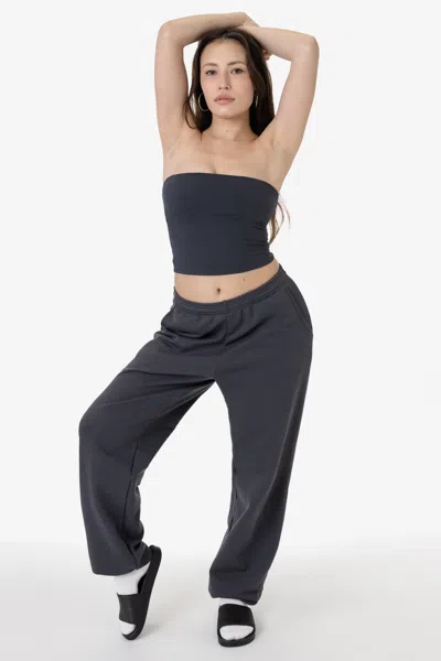 Los Angeles Apparel Mwf1044 Unisex - 10 Oz. Mid-weight Poly Cotton Fleece Wide Sweatpant In Blue
