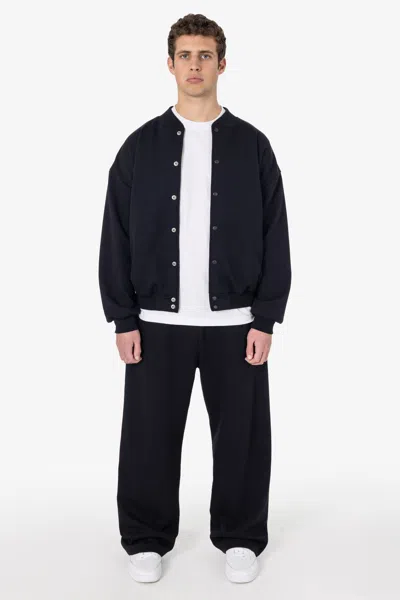 Los Angeles Apparel Mwf1045 - 10 Oz. Mid-weight Poly Cotton Fleece Wide Open Bottom Sweatpant In Black