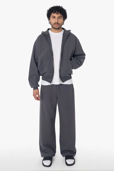 Los Angeles Apparel Mwf1045 - 10 Oz. Mid-weight Poly Cotton Fleece Wide Open Bottom Sweatpant In Gray