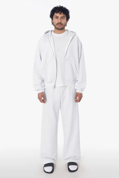 Los Angeles Apparel Mwf1045 - 10 Oz. Mid-weight Poly Cotton Fleece Wide Open Bottom Sweatpant In White