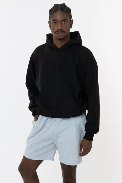 Los Angeles Apparel Mwf1049 - 10 Oz. Mid-weight Poly Cotton Fleece Wide Hoodie In Black