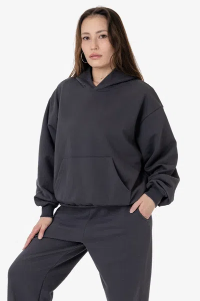 Los Angeles Apparel Mwf1049 - 10 Oz. Mid-weight Poly Cotton Fleece Wide Hoodie In Blue