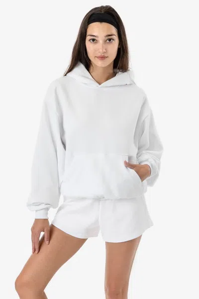 Los Angeles Apparel Mwf1049 - 10 Oz. Mid-weight Poly Cotton Fleece Wide Hoodie In White