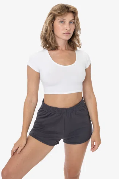 Los Angeles Apparel Mwf314 - 10 Oz. Mid-weight Poly Cotton Fleece Short Shorts In Dolphin Blue