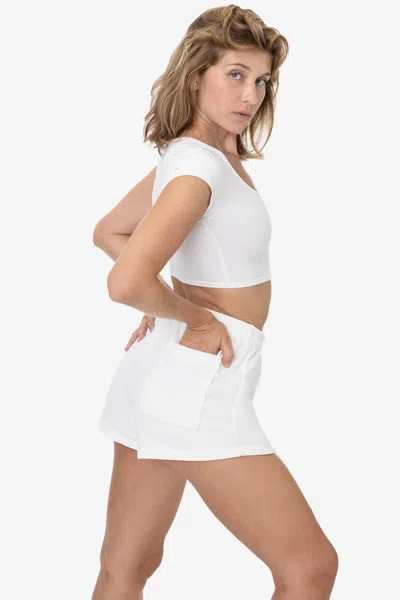 Los Angeles Apparel Mwf314 - 10 Oz. Mid-weight Poly Cotton Fleece Short Shorts In White