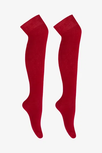 Los Angeles Apparel Otksock - Classic Over The Knee Sock In Red