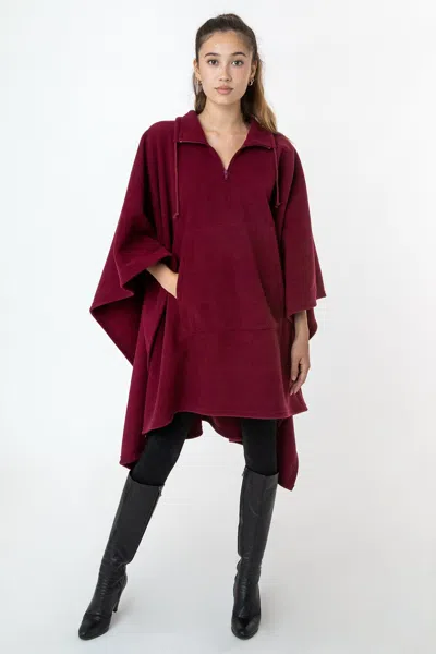 Los Angeles Apparel Pf419 - Polar Fleece Half Zip Poncho In Brown